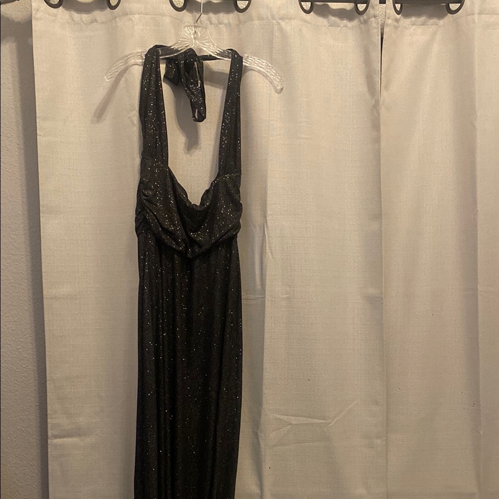 Black Tie Front Halter Maxi Dress